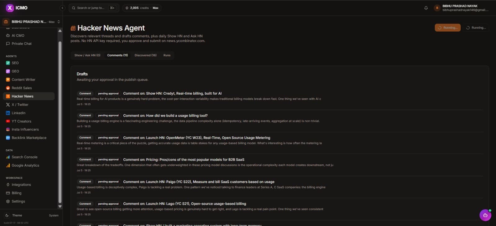Hacker News Agent: Technical communities