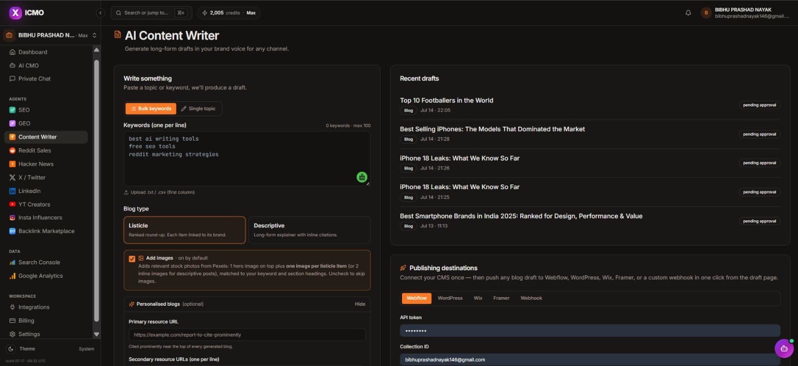 AI Content Writer: Approval-first publishing