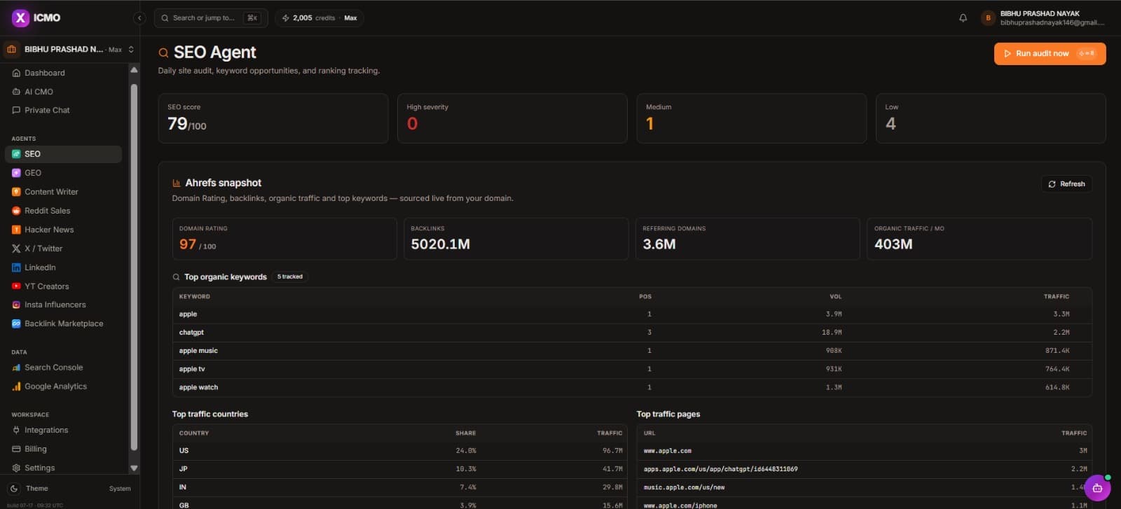 SEO Agent: Search performance